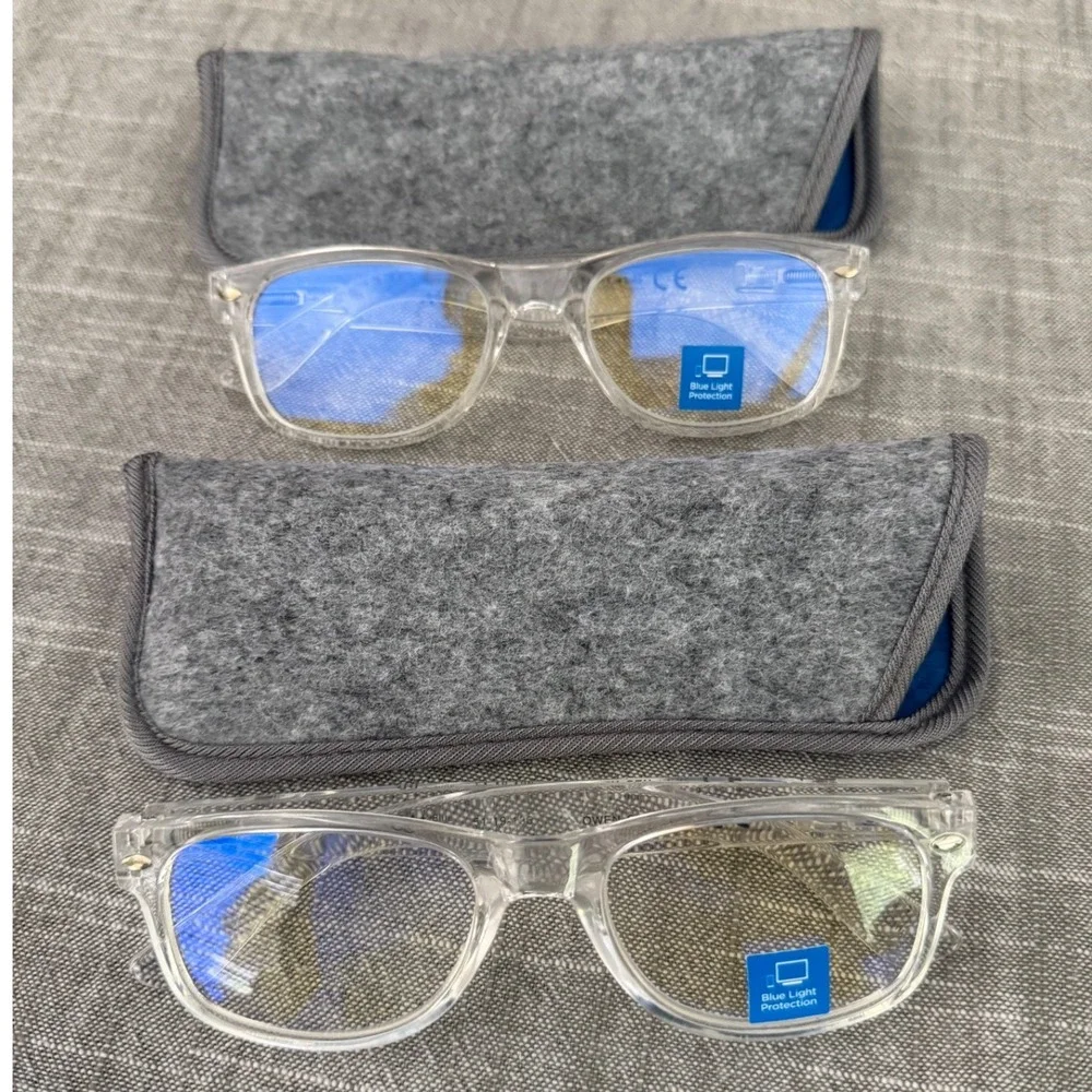 M+ Blue Light 2-Pack Owen Cry Clear Square Reading Glasses +1.75 Magnification